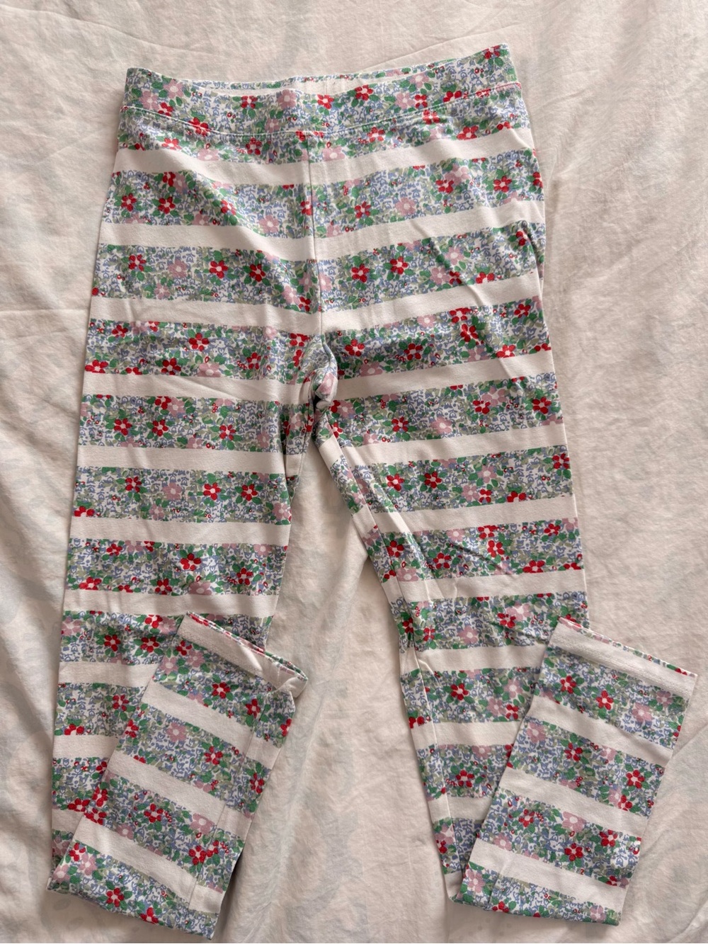 Crewcuts Floral Stripe Girls' Leggings - Red, Green & White